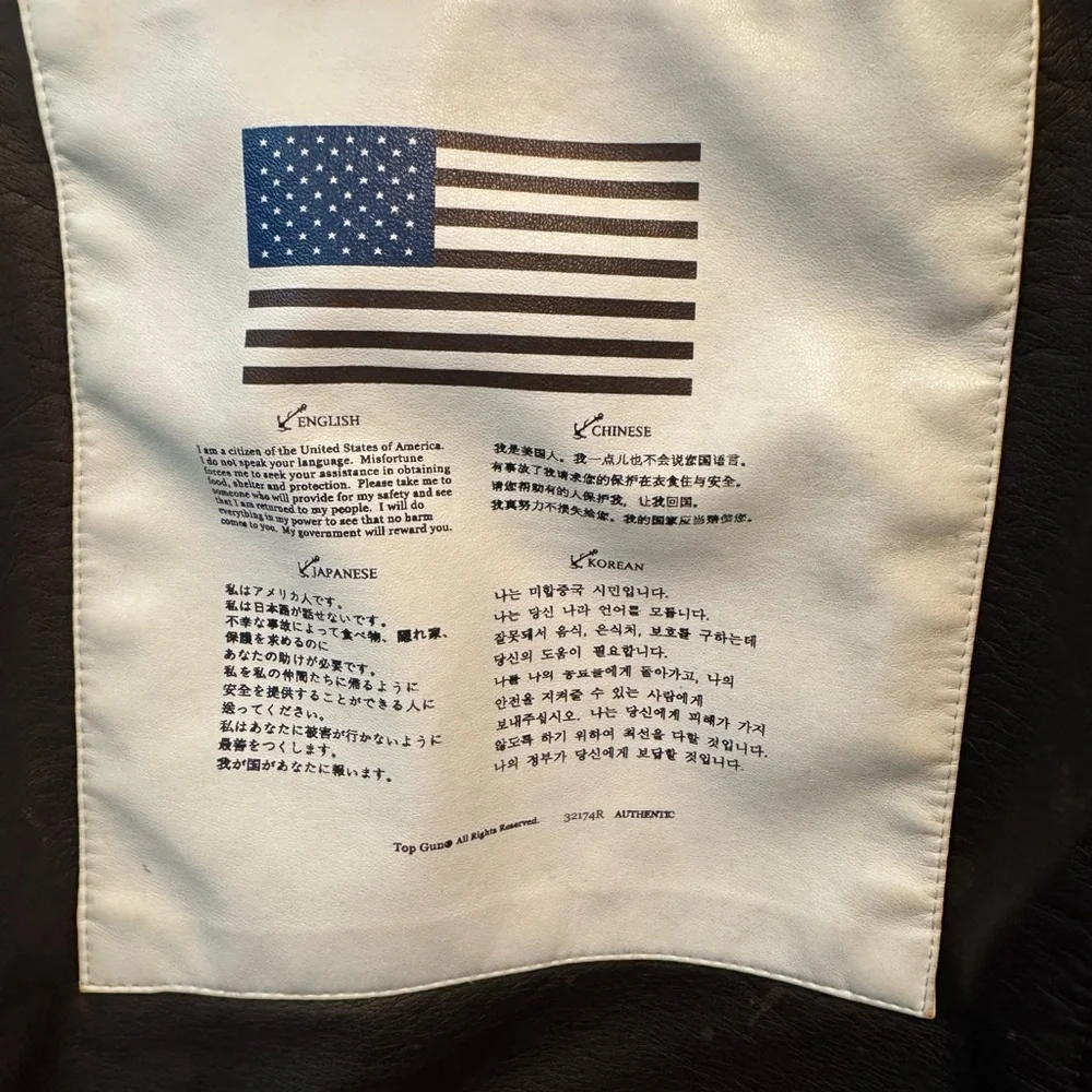 Brown Leather Aviator Bomber Jacket with Patches Top Gun size 8 - Picture 7 of 9